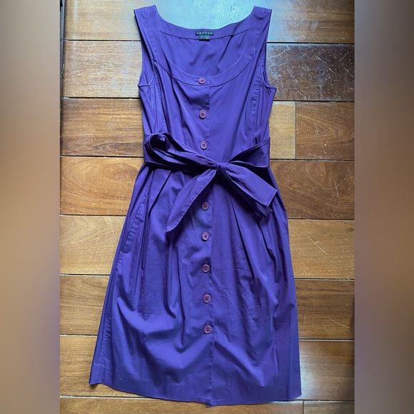 Theory “Lucilla” Button Down Sleeveless Tie Waist Wrap Dress - Picture 1 of 15